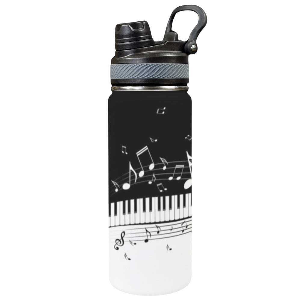 Piano Insulated Water Bottle with Dual-Use Lid (18oz) One Size Insulated Water Bottle with Dual-Use Lid (18oz) Music Printed Offshore