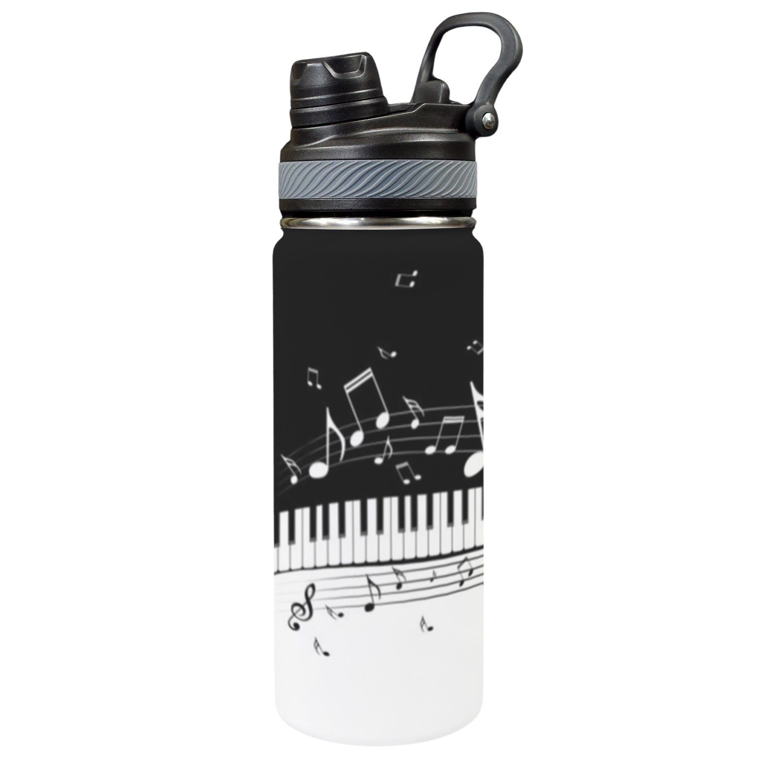 Piano - Insulated Water Bottle with Dual-Use Lid (18oz) One Size Insulated Water Bottle with Dual-Use Lid (18oz) Music Printed Offshore