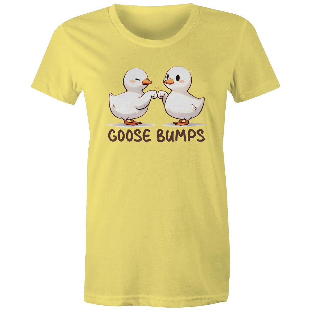 Goose Bumps - Womens T-shirt Yellow Womens T-shirt animal Printed In Australia