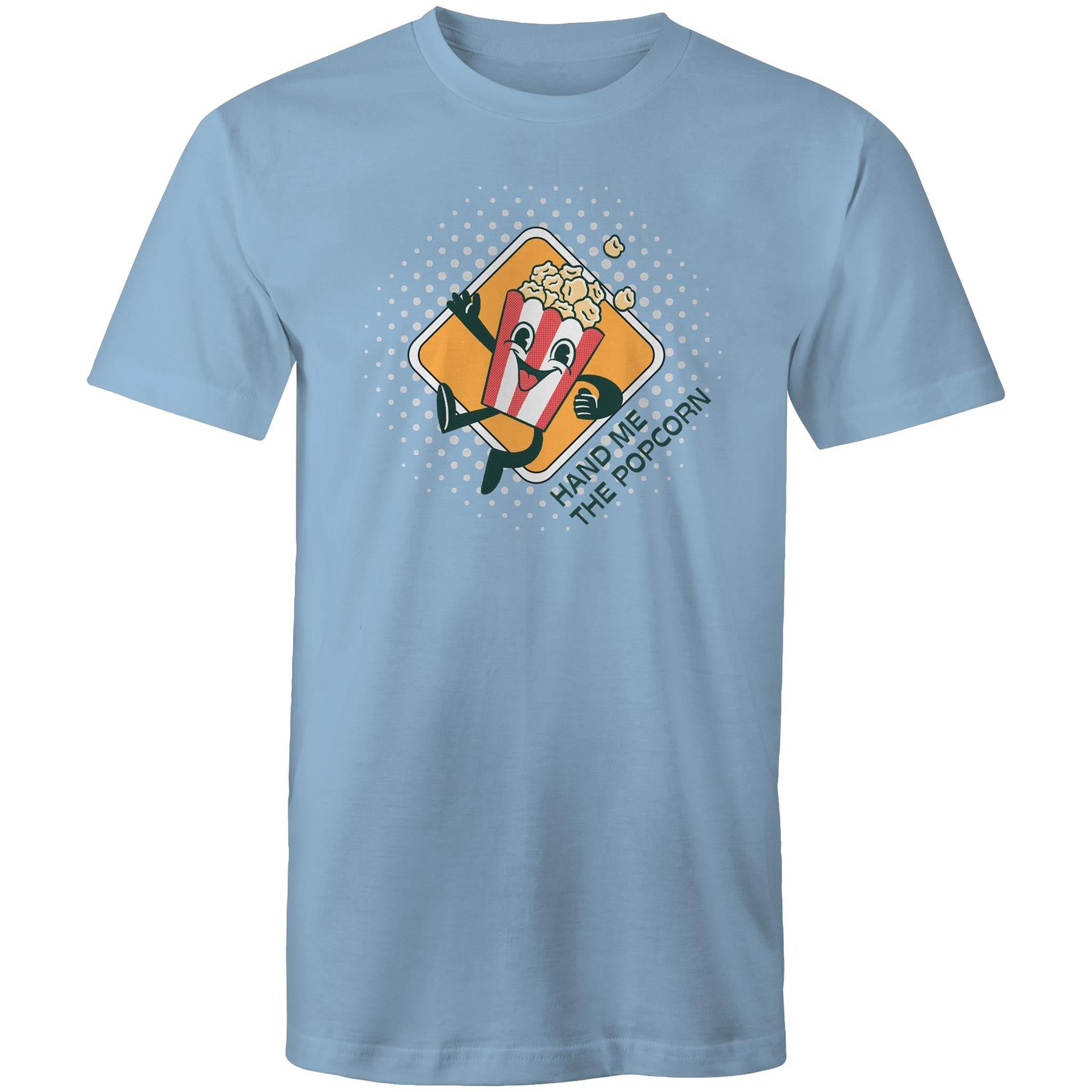 Hand Me The Popcorn - Mens T-Shirt Carolina Blue Mens T-shirt Food Funny Printed In Australia