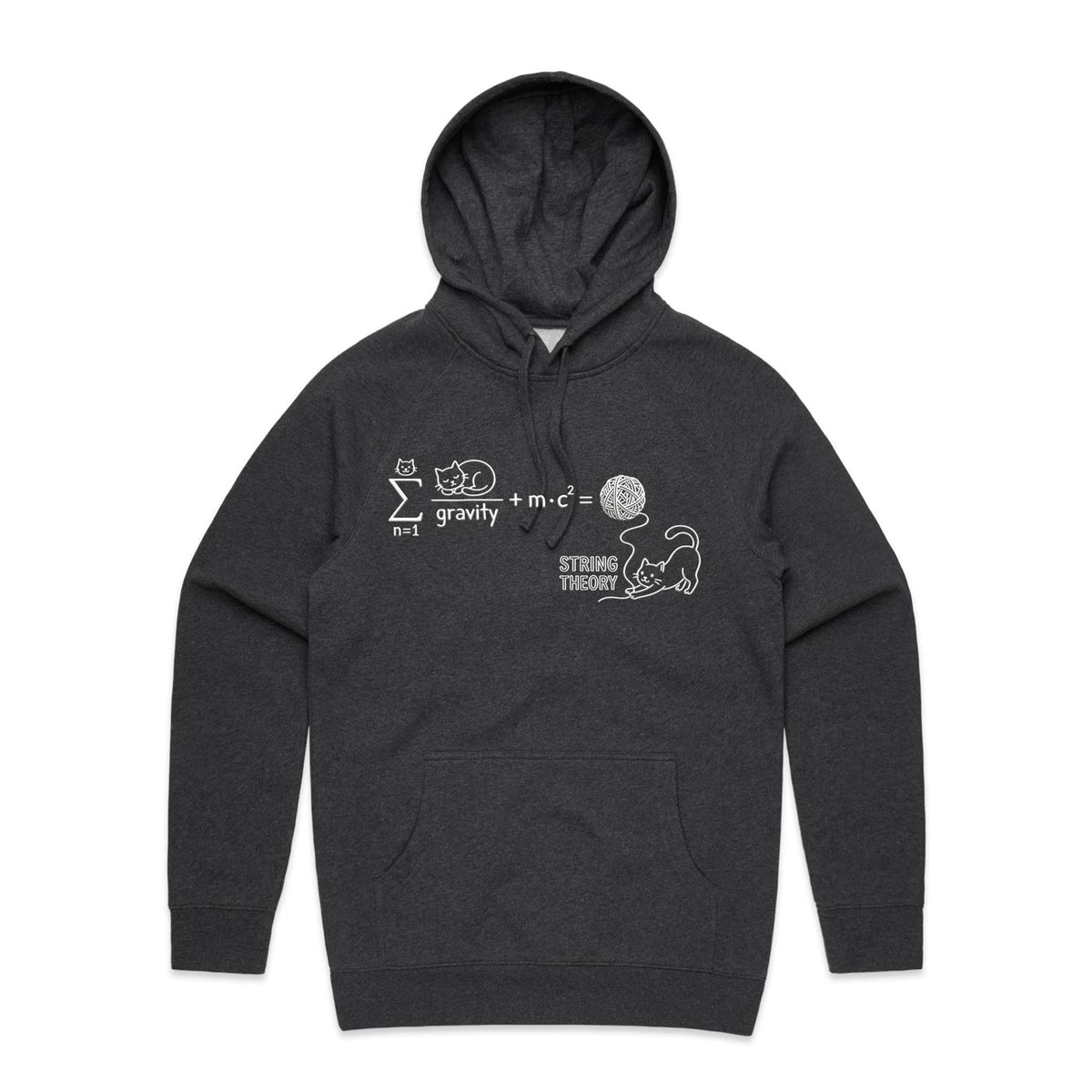 Cat String Theory Physics Men's AS Colour Hoodie Asphalt Marle Mens Hoodie animal Printed In Australia Science