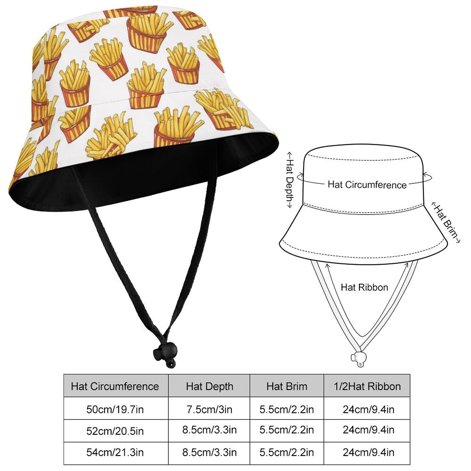 French Fries - Kids Bucket Hat Kids Bucket Hat Food Printed Offshore