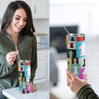 Colourful Chess - 20oz Tall Skinny Tumbler with Lid and Straw
