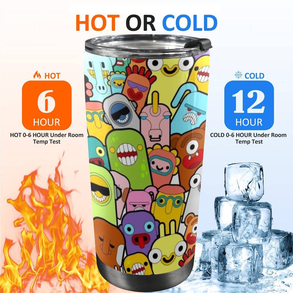 Happy Monsters - 20oz Mobile Tumbler with Lid (Black Lock)