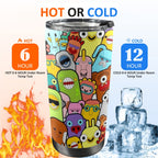 Happy Monsters - 20oz Mobile Tumbler with Lid (Black Lock)