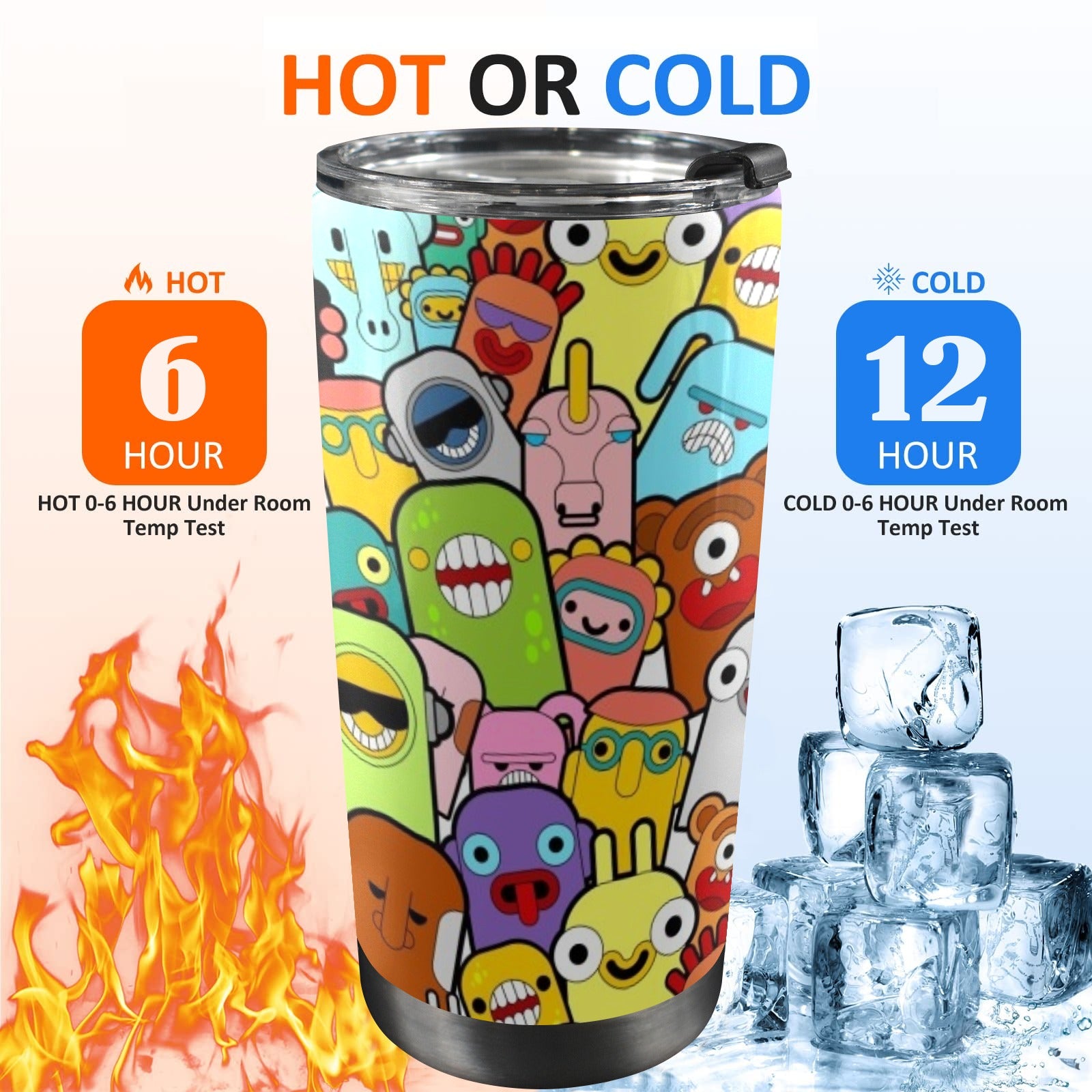 Happy Monsters - 20oz Mobile Tumbler with Lid (Black Lock)