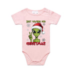 Just Waiting For Christmas - Baby Bodysuit Pink Baby Christmas Bodysuit Christmas Printed In Australia