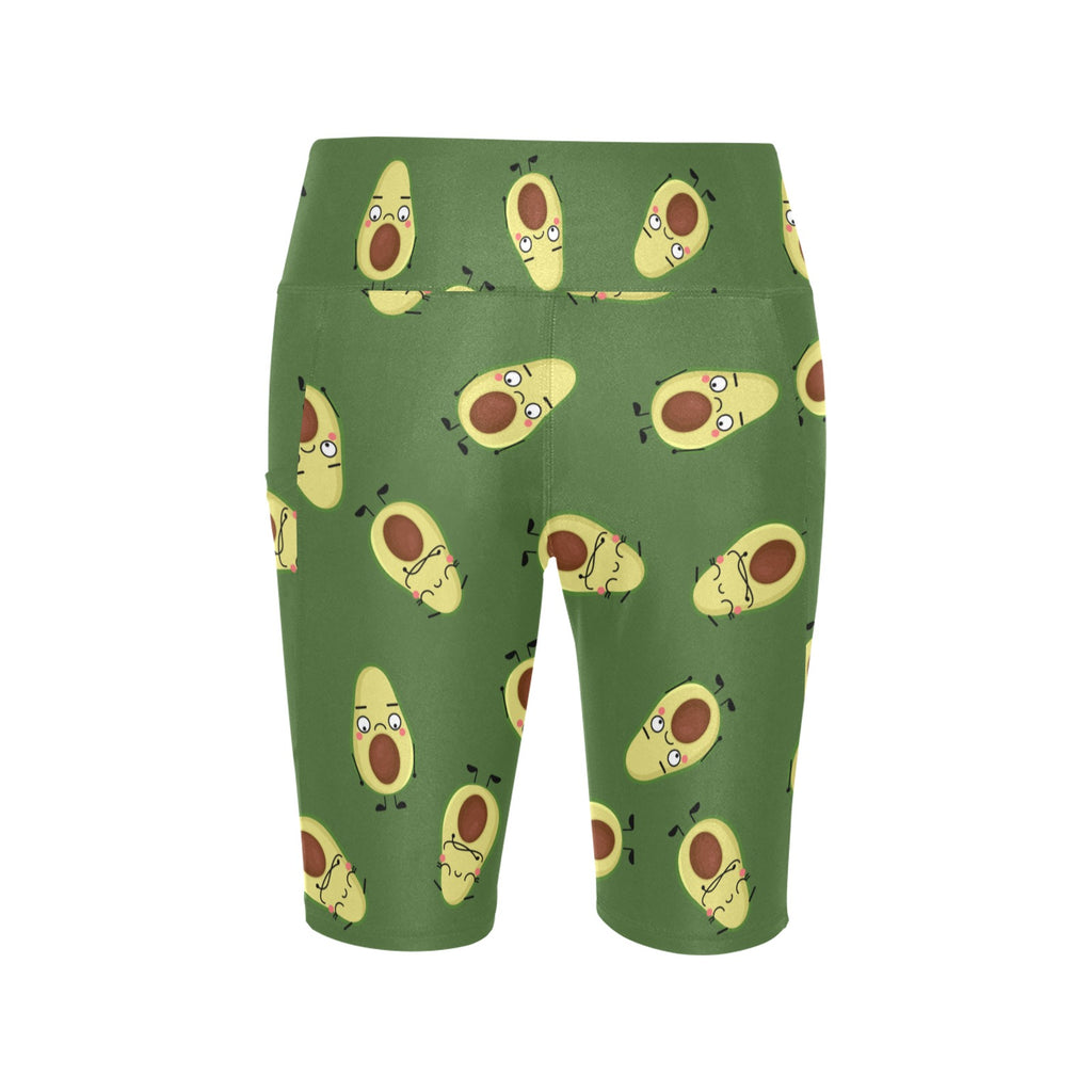 Avocado Characters Women's Bike Shorts With Side Pockets Women's Bike Shorts Food Printed Offshore