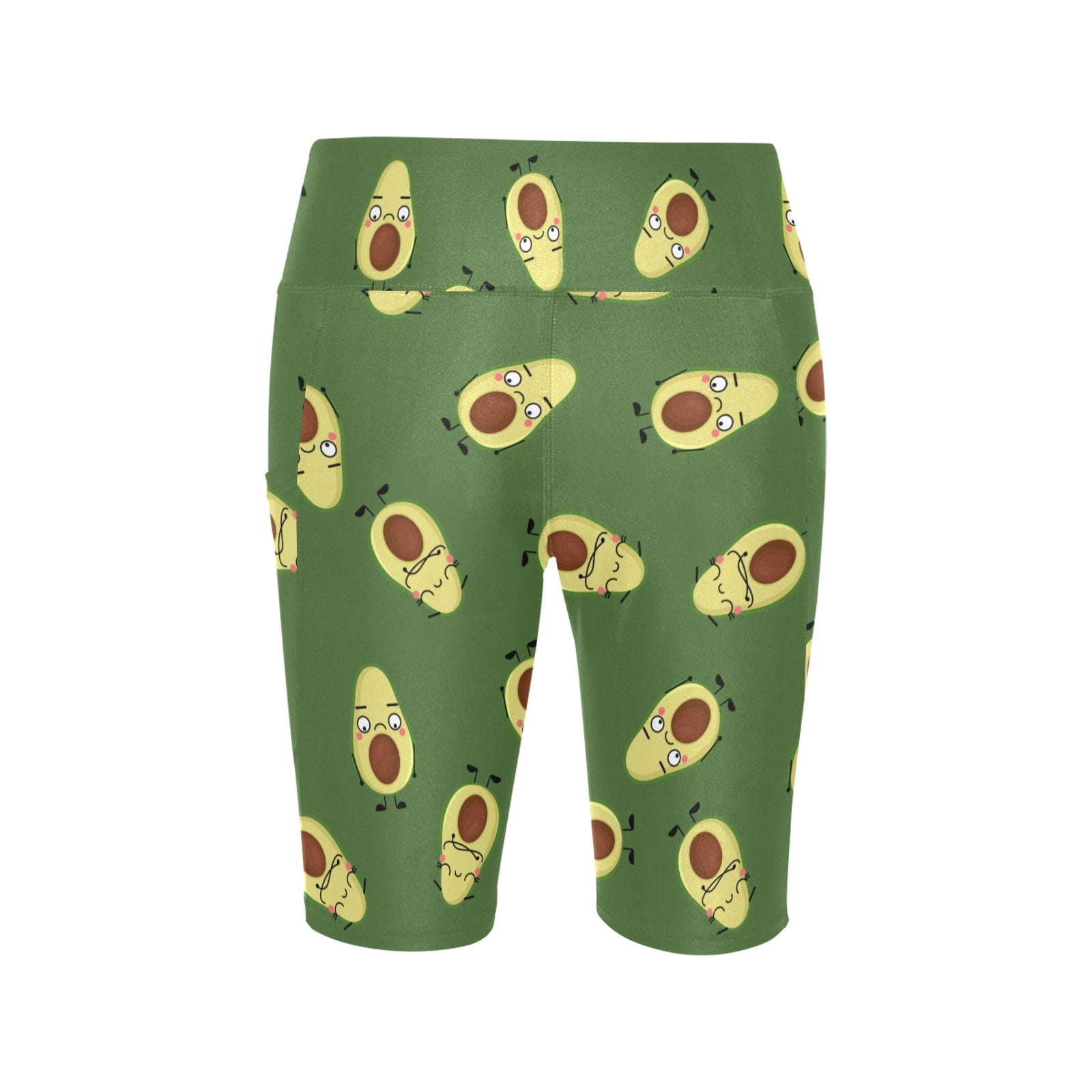 Avocado Characters Women's Bike Shorts With Side Pockets Women's Bike Shorts Food Printed Offshore