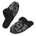 Monsters In Black And White Men's Fur Trim Thick-Sole Indoor Slippers 2XL Men's Fur Trimmed Slippers Printed Offshore Sci Fi