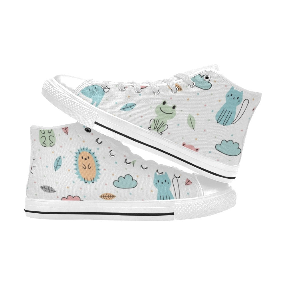 Cute Autumn Creatures - Kids' High Top Canvas Shoes Kids High Top Canvas Shoes animal Printed Offshore