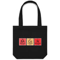 Bacon, Periodic Table Canvas Tote Bag Black One Size Tote Bag Printed In Australia