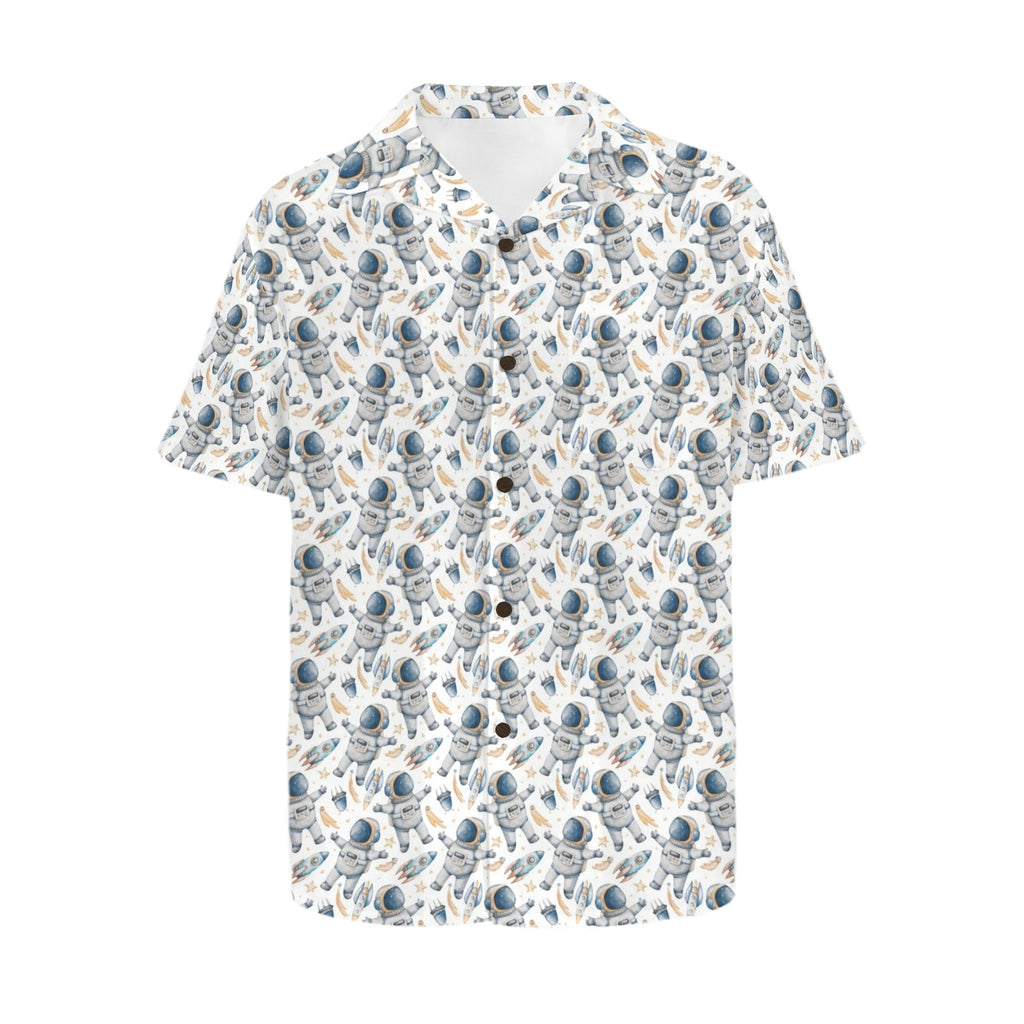 Astronauts And Rocket Ships Men's Hawaiian Shirt