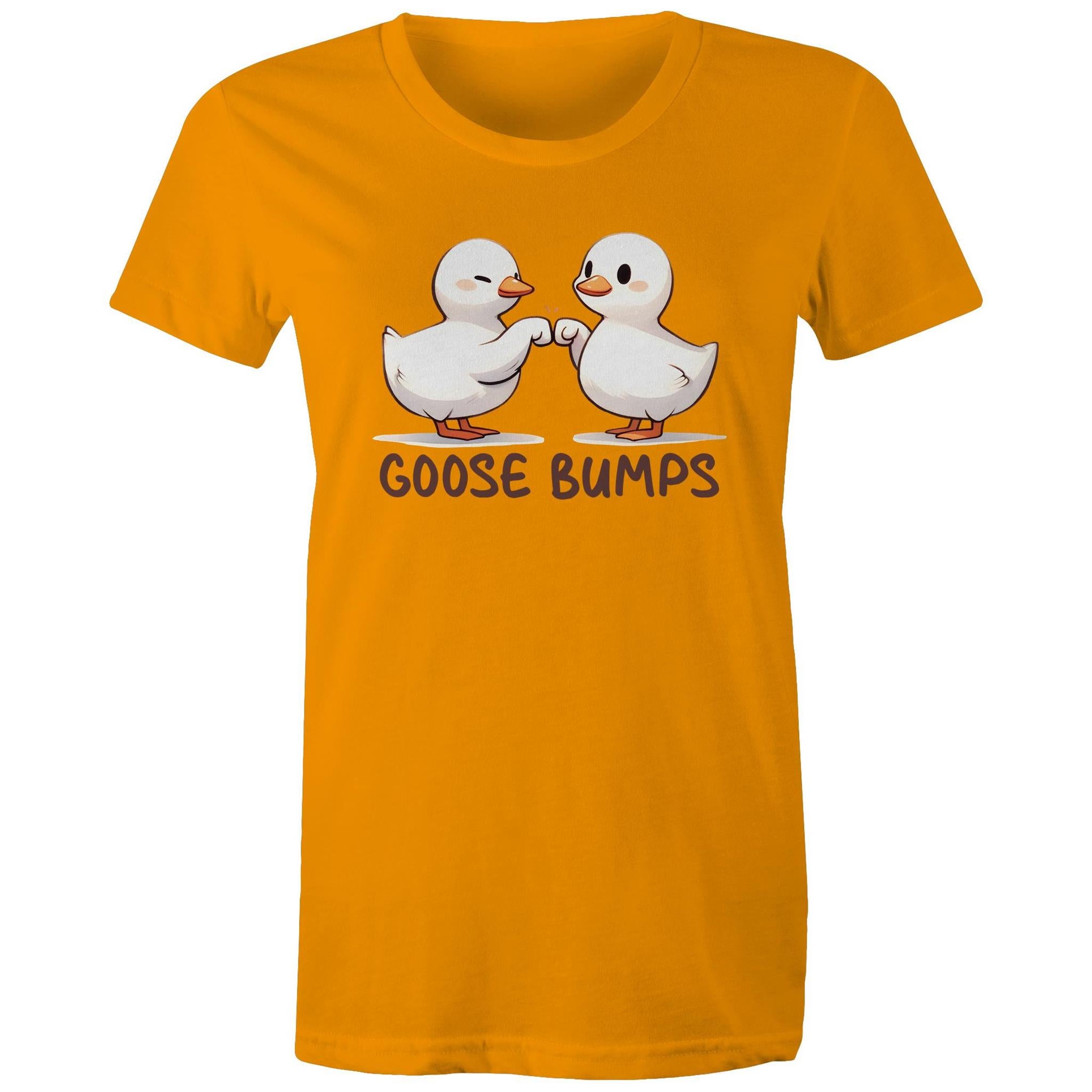 Goose Bumps - Womens T-shirt Orange Womens T-shirt animal Printed In Australia