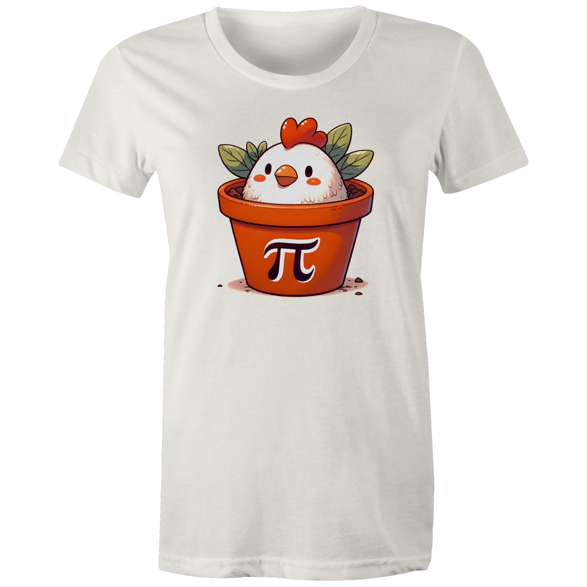 Chicken Pot Pi - Womens T-shirt Natural Womens T-shirt animal Maths Printed In Australia