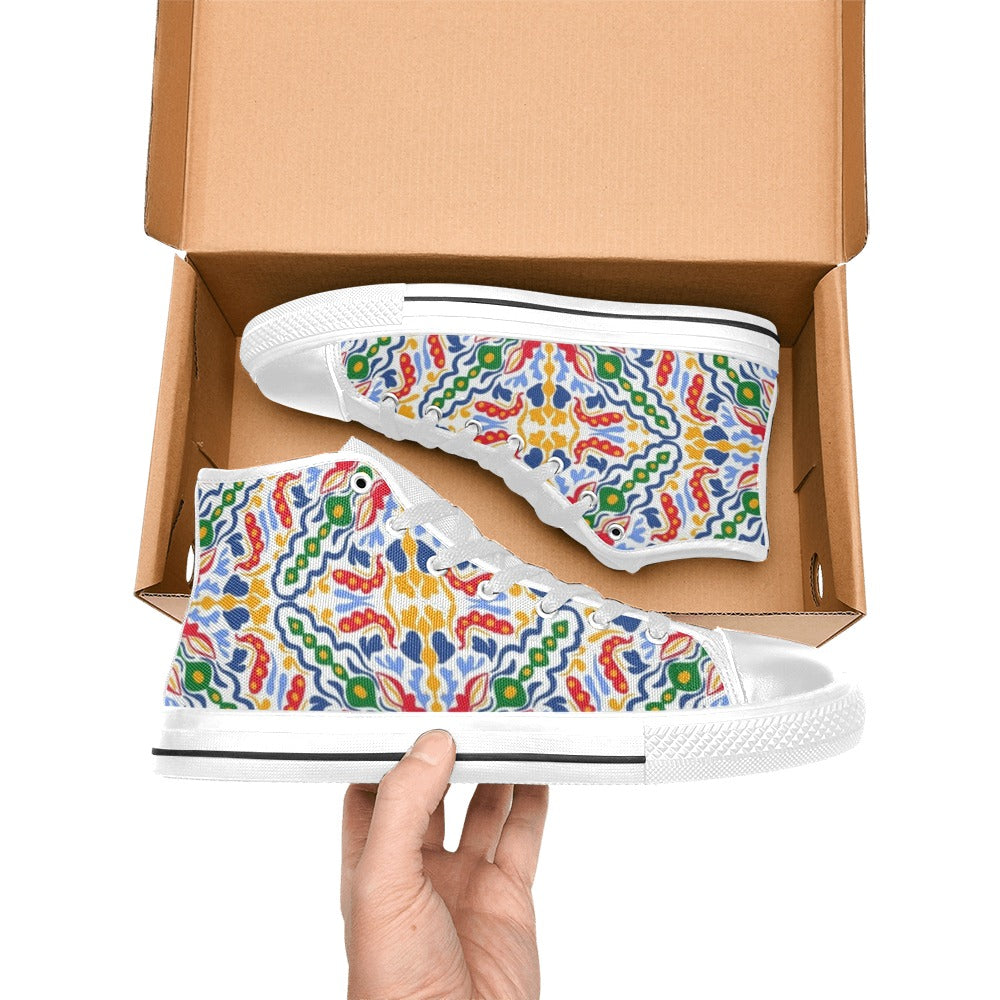 Bright Burst Women's High Top Canvas Shoes Womens Classic High Top Shoes Printed Offshore