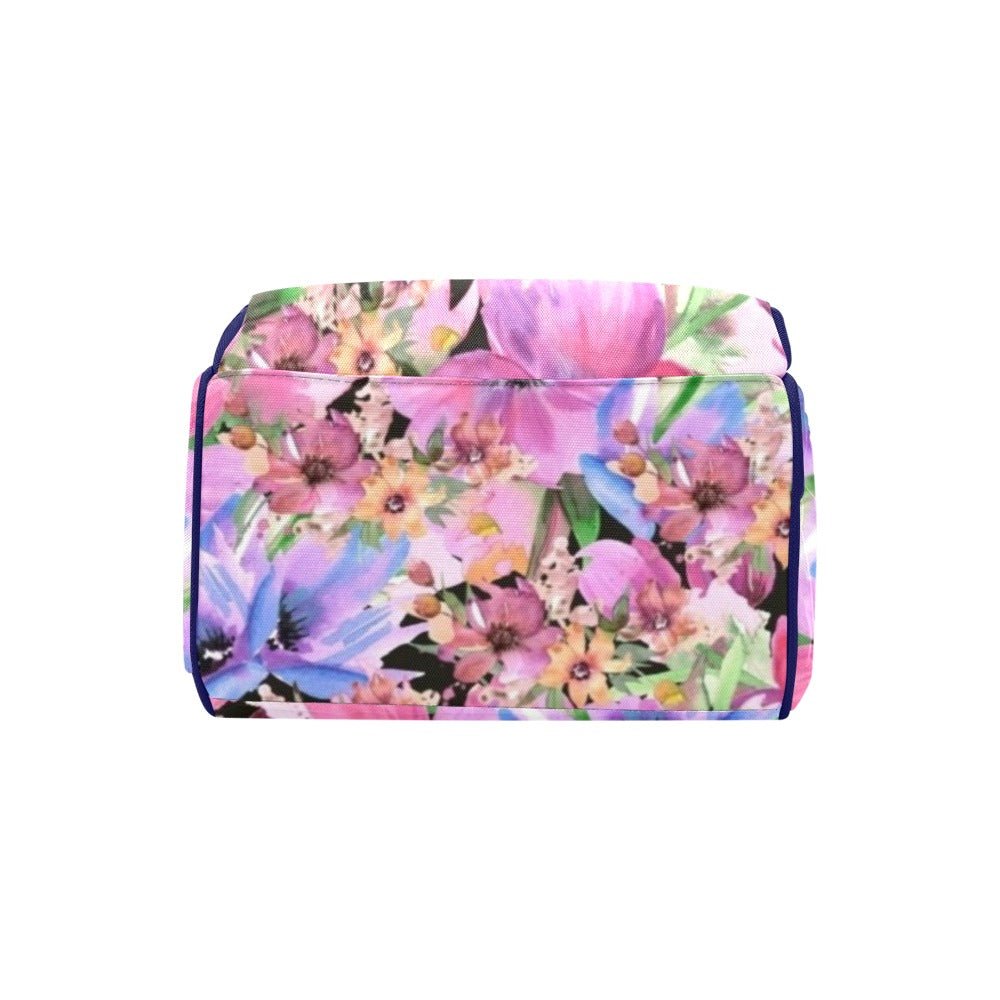 Bright Pink Floral - Multi-Function Backpack, Nappy / Diaper Bag