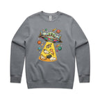 UFO Cat Abduction AS Colour Stencil Crew Sweatshirt Unisex Gravel Sweatshirt animal Printed In Australia Sci Fi