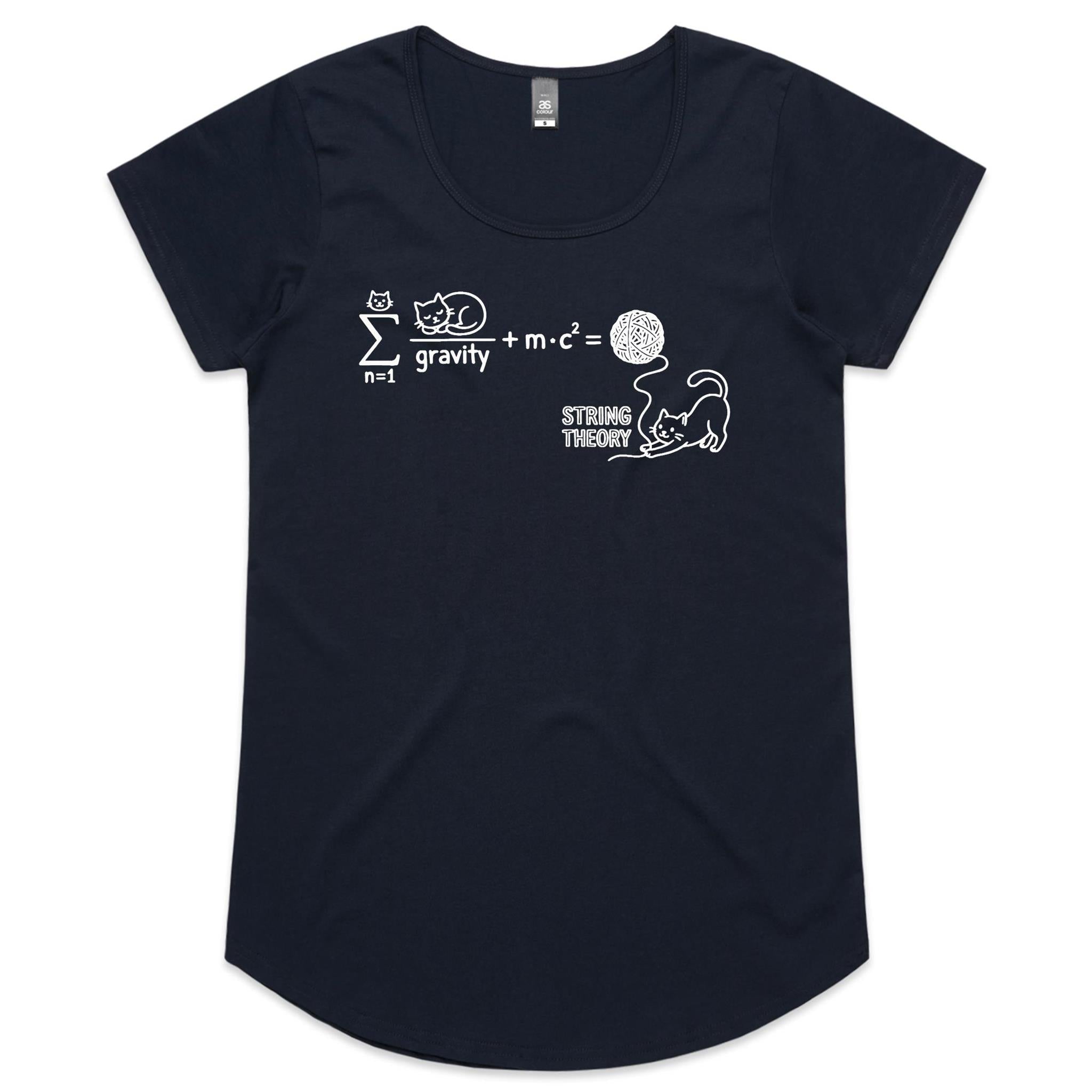 Cat String Theory Physics Women's AS Colour Scoop Neck T-Shirt