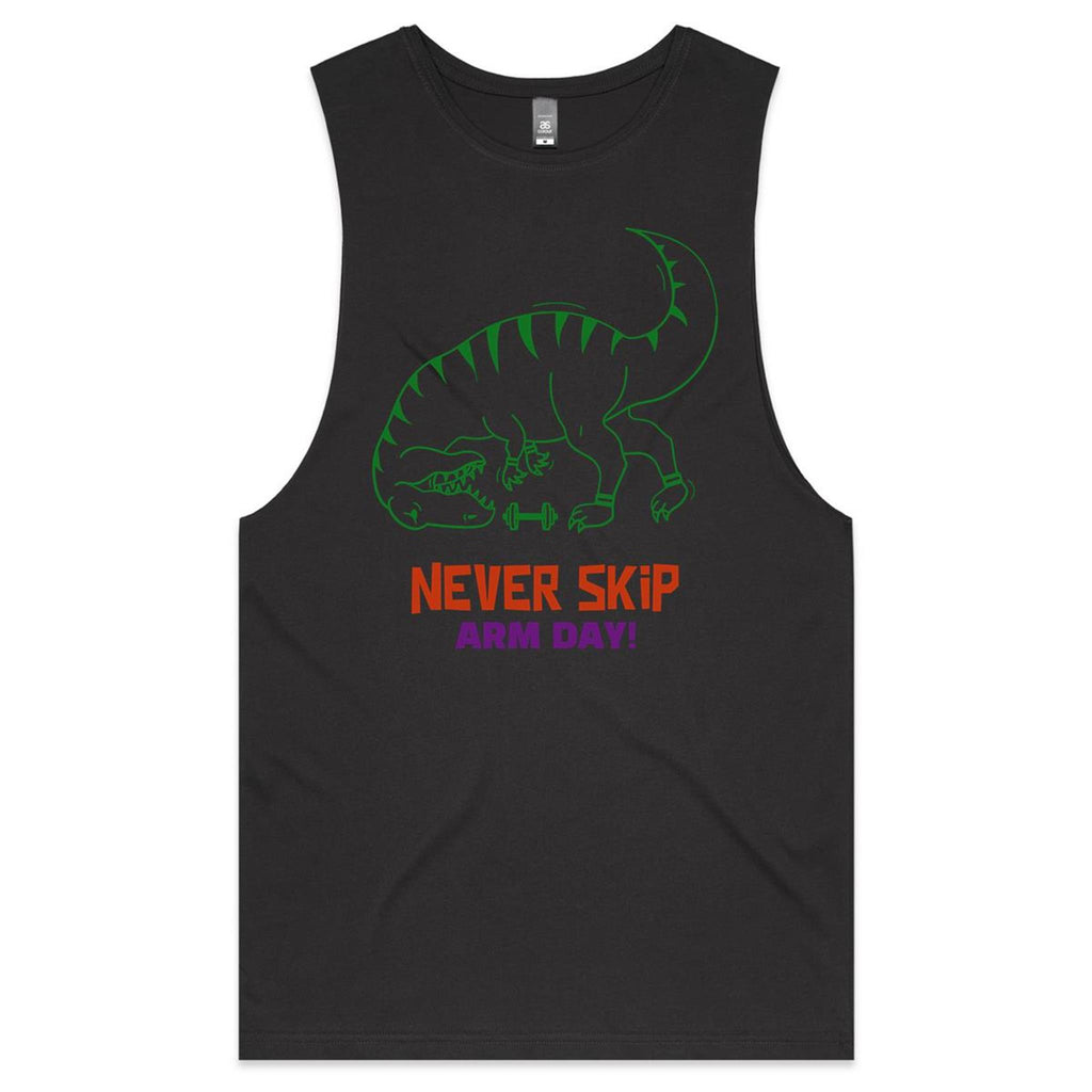 Never Skip Arm Day, T-Rex - Tank Top Tee Coal Drop Arm Tank Top Fitness Printed In Australia