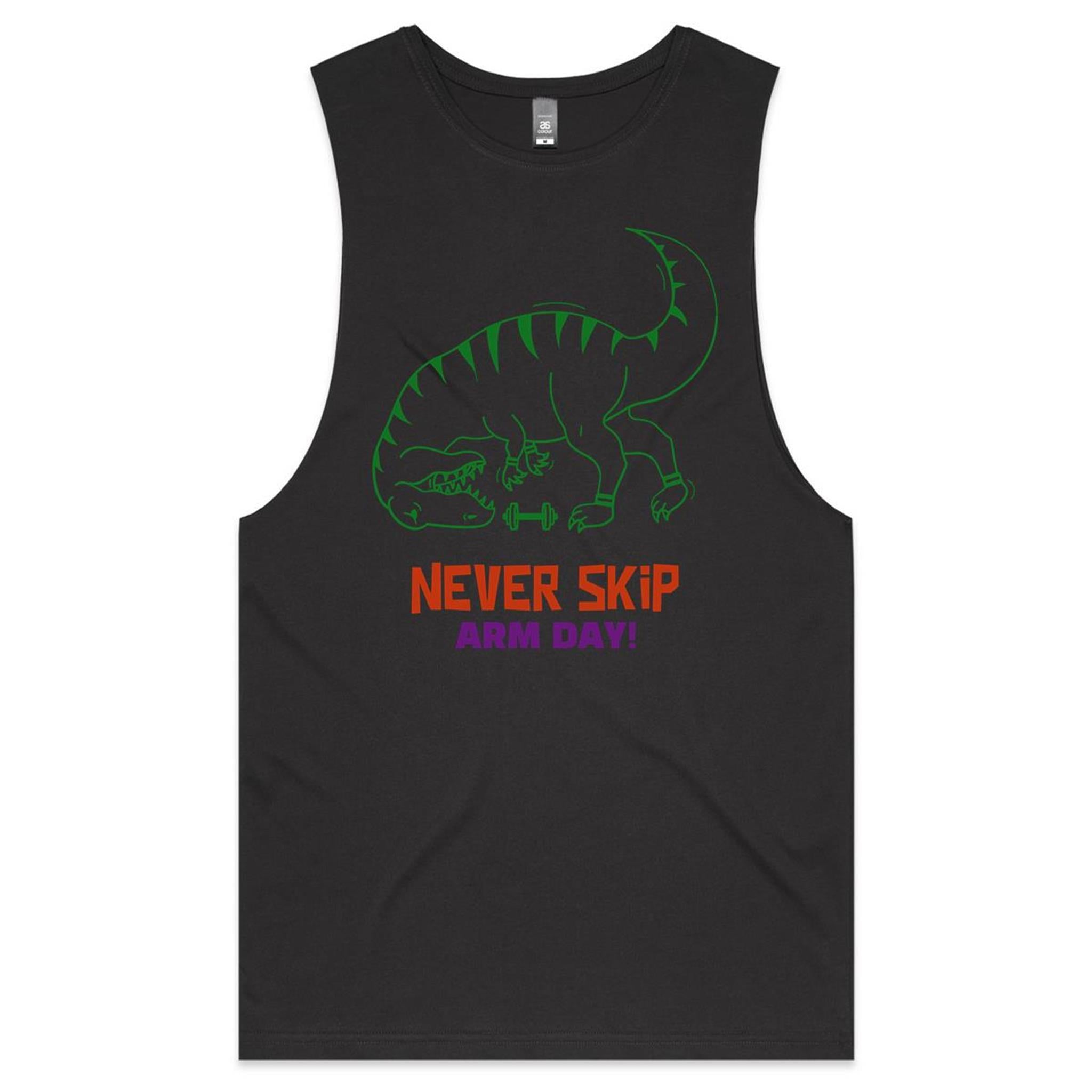Never Skip Arm Day, T-Rex - Tank Top Tee Coal Drop Arm Tank Top Fitness Printed In Australia
