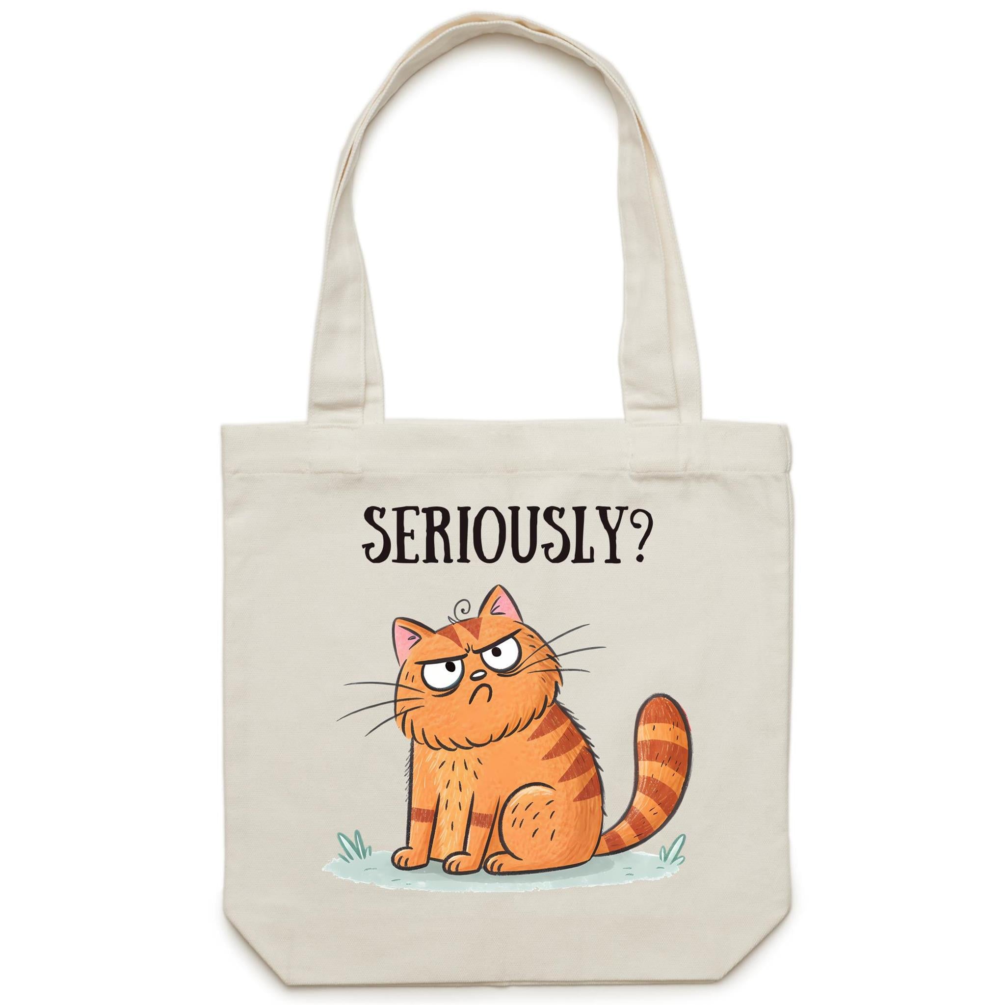 Cat Seriously? - Canvas Tote Bag Default Title Tote Bag animal Printed In Australia