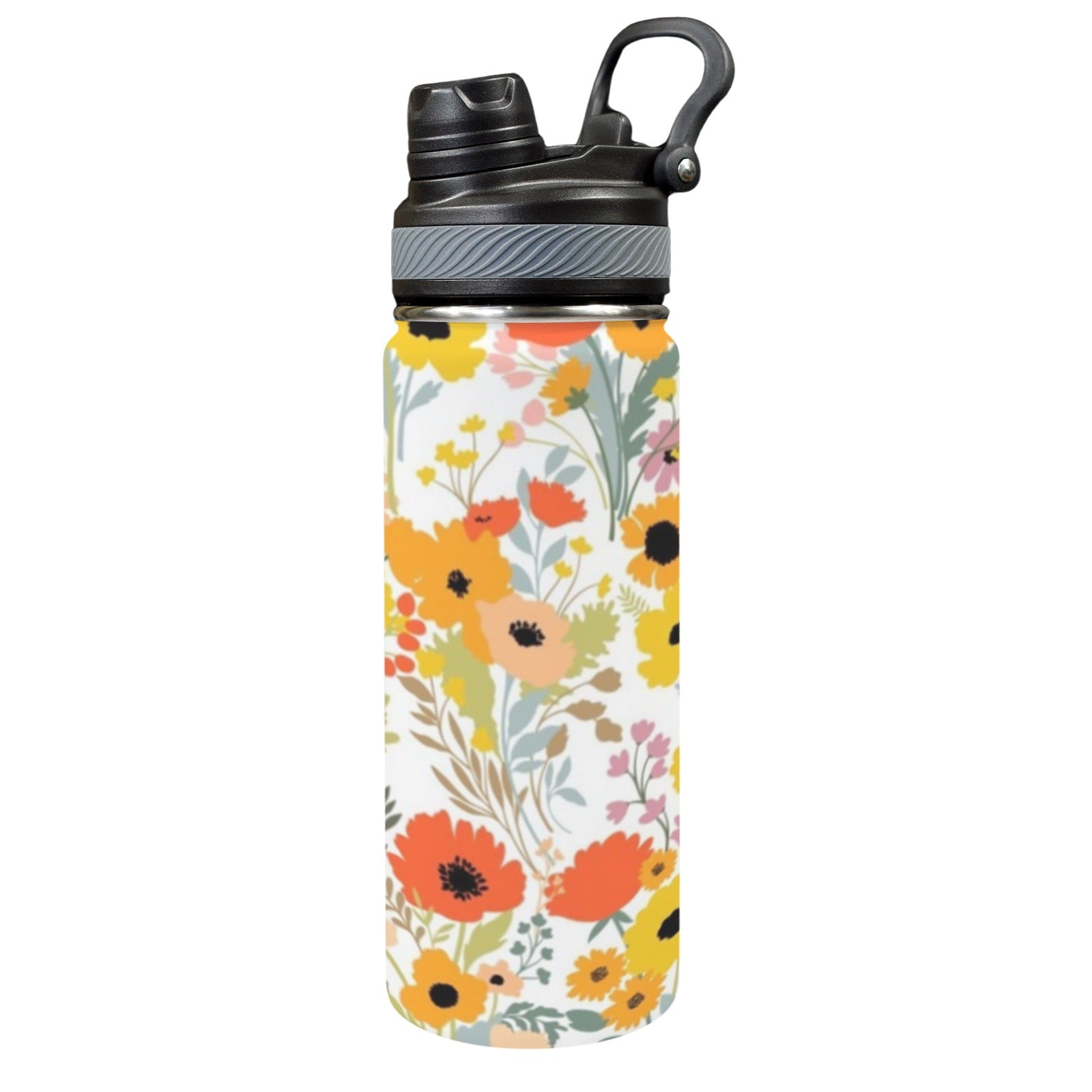 Pretty Floral - Insulated Water Bottle with Dual-Use Lid (18oz) One Size Insulated Water Bottle with Dual-Use Lid (18oz) Plants Printed Offshore
