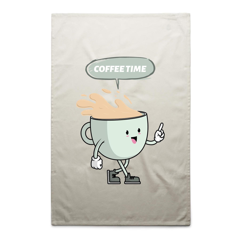 Coffee Time - AS Colour Tea Towel Cream One Size Tea Towel Coffee Printed In Australia