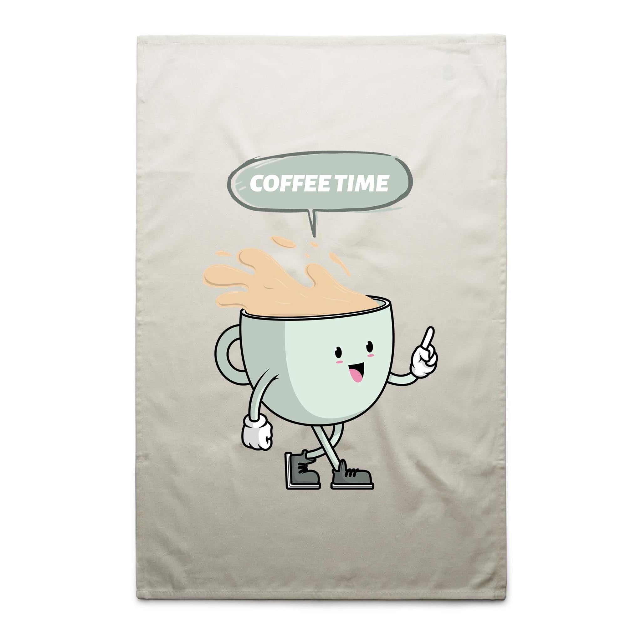 Coffee Time - AS Colour Tea Towel Cream One Size Tea Towel Coffee Printed In Australia