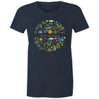 Stay Natural - Womens T-shirt Navy Womens T-shirt Plants Printed In Australia