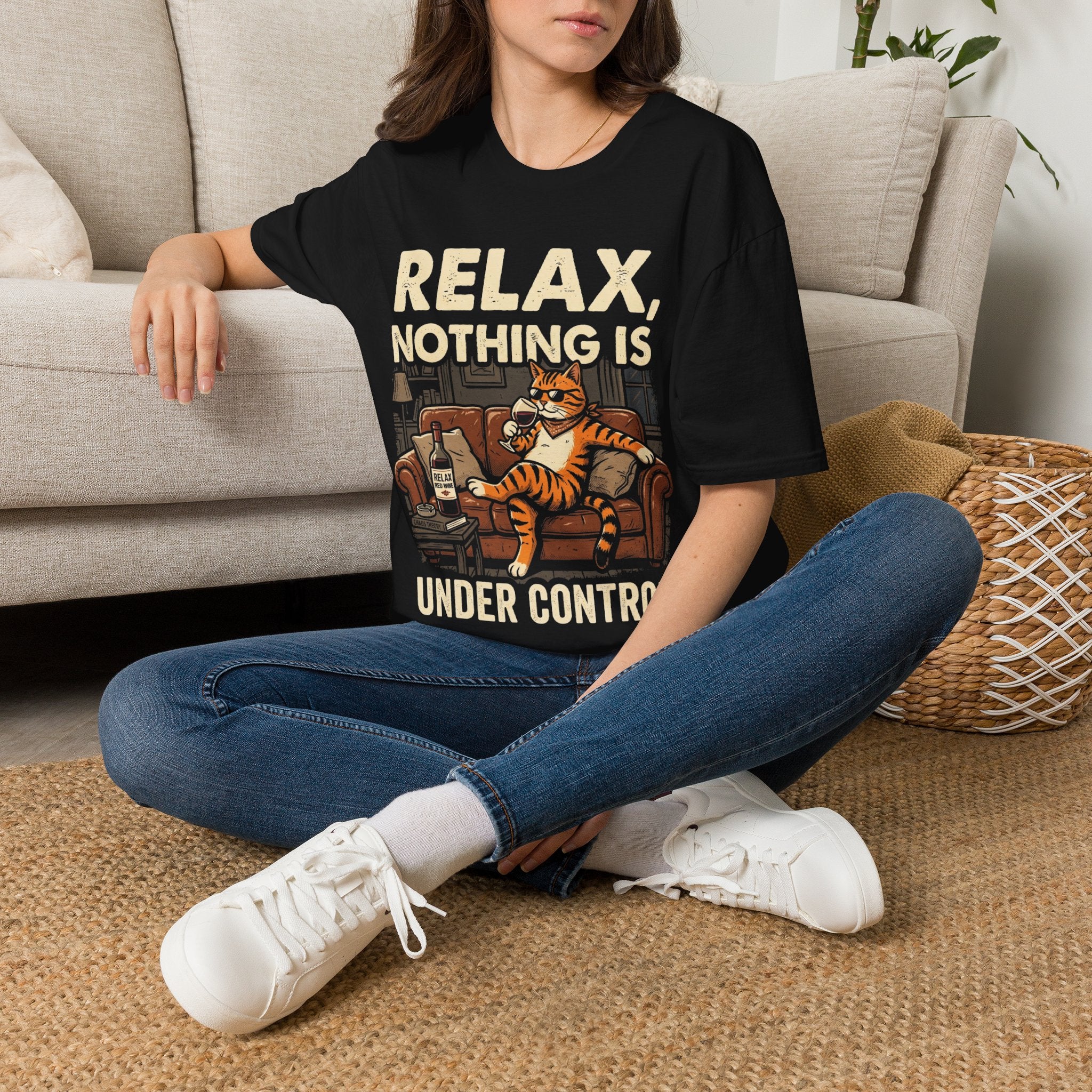 Relax Nothing Is Under Control Cat Unisex T-Shirt Unisex Adult T-shirt animal Globally Fulfilled