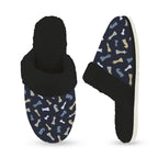 Chess Pattern Women's Fur Trim Thick-Sole Indoor Slippers Women's Fur Trimmed Slippers Chess Games Printed Offshore