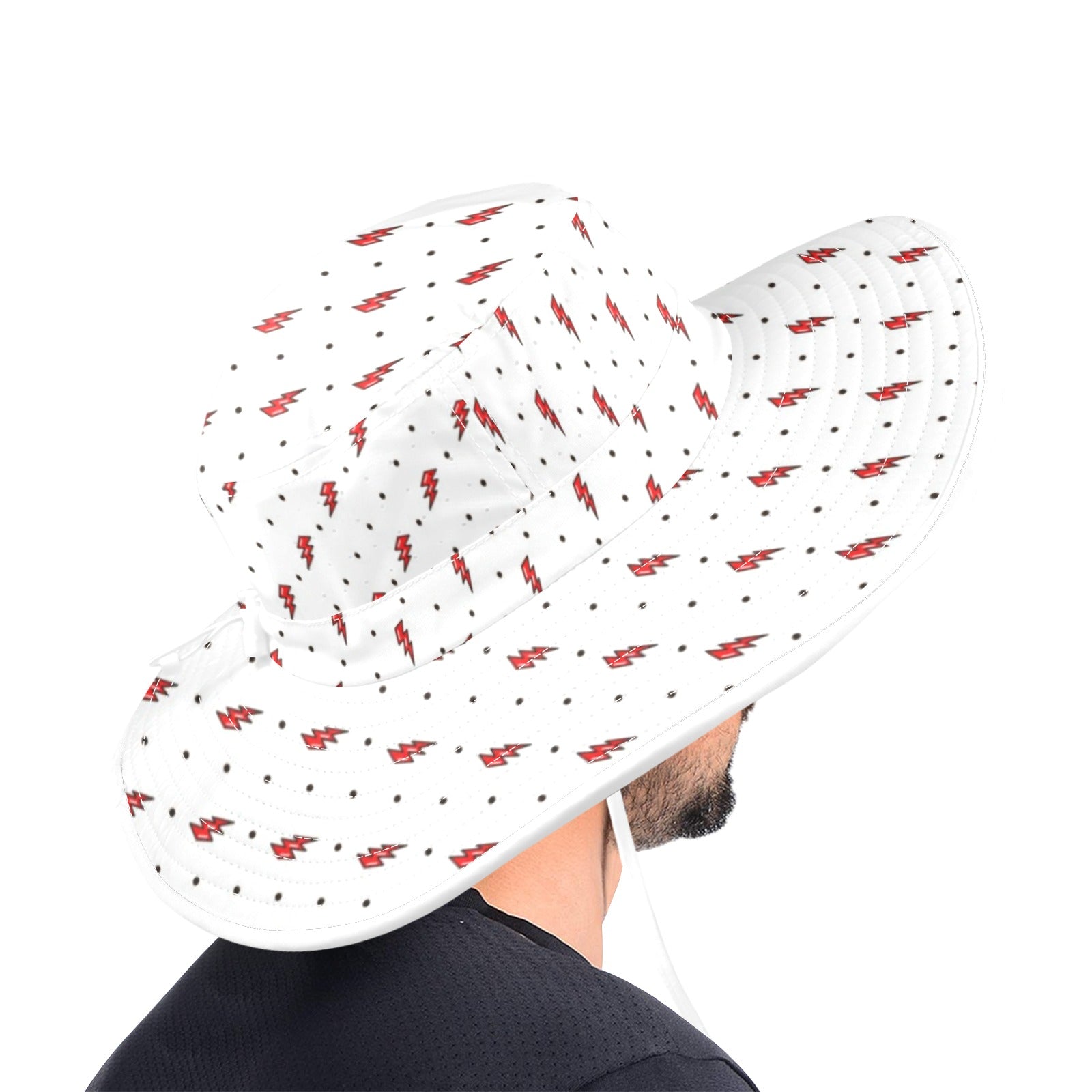 Red Lightning - Wide Brim Bucket Hat Wide Brim Bucket Hat comic Printed Offshore