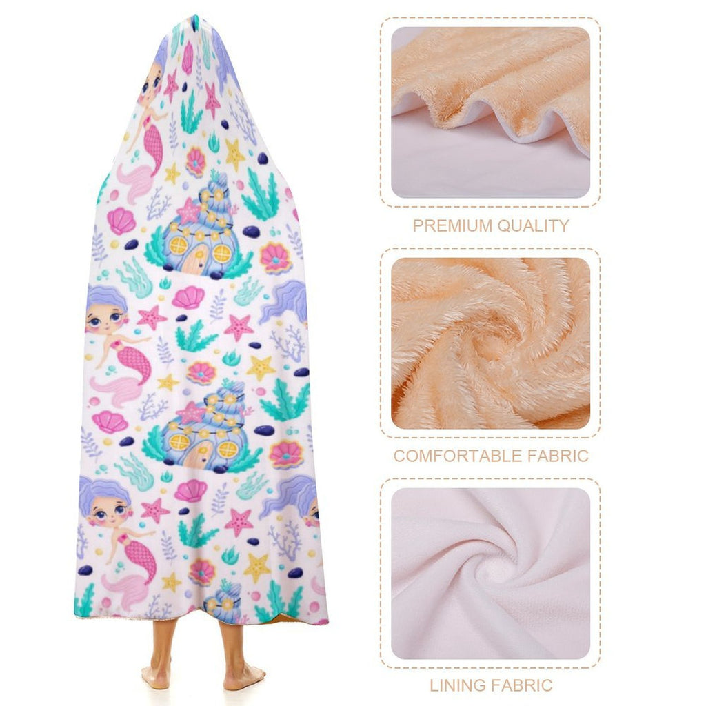Mermaid World Kids Hooded Blanket 100cm x 130cm