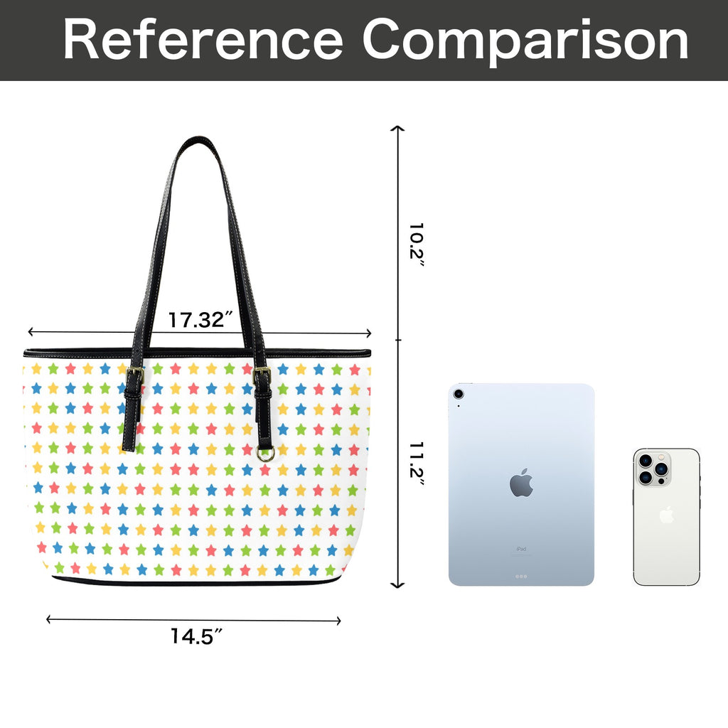 Stars - Leather Tote Bag-Large