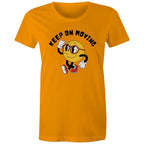 Keep On Moving - Womens T-shirt Orange Womens T-shirt Fitness Printed In Australia