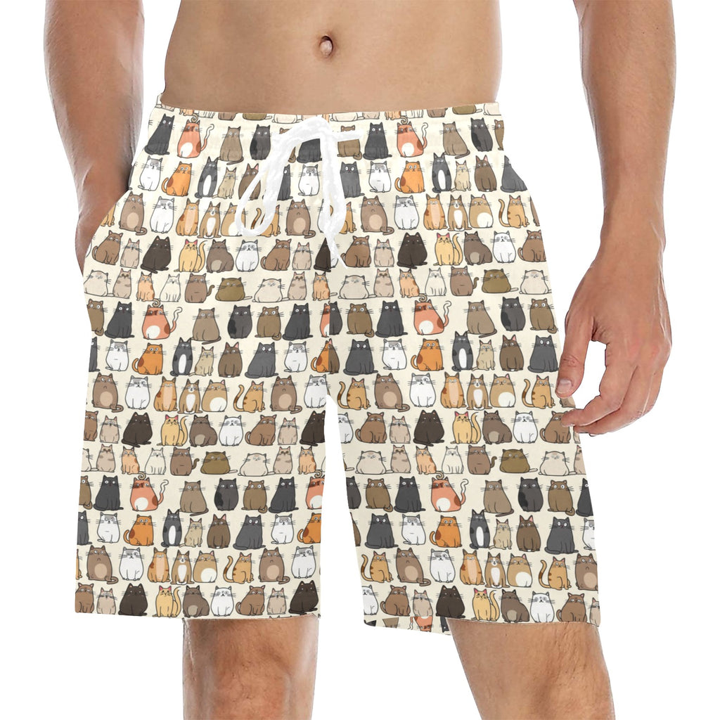 Lots Of Cats Men's Mid-Length Beach Shorts 5XL Men's Mid-Length Beach Shorts animal Printed Offshore