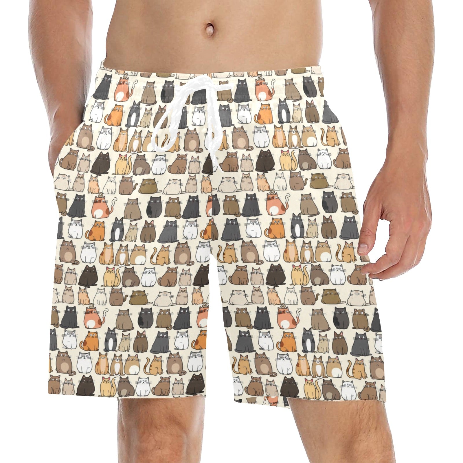 Lots Of Cats - Men's Mid-Length Beach Shorts 5XL Men's Mid-Length Beach Shorts animal Printed Offshore