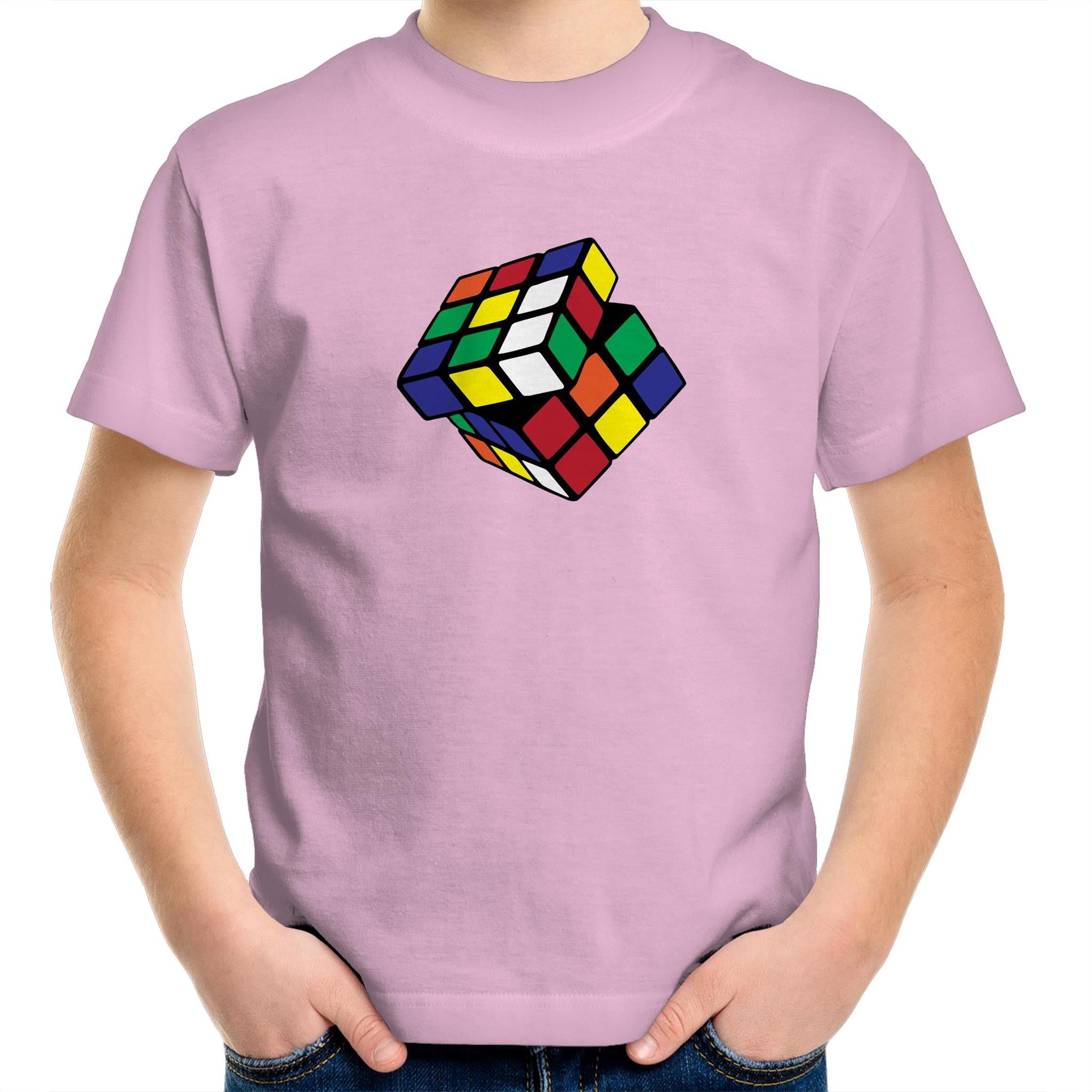 Cube - Kids Youth T-Shirt Pink Kids Youth T-shirt Games Printed In Australia
