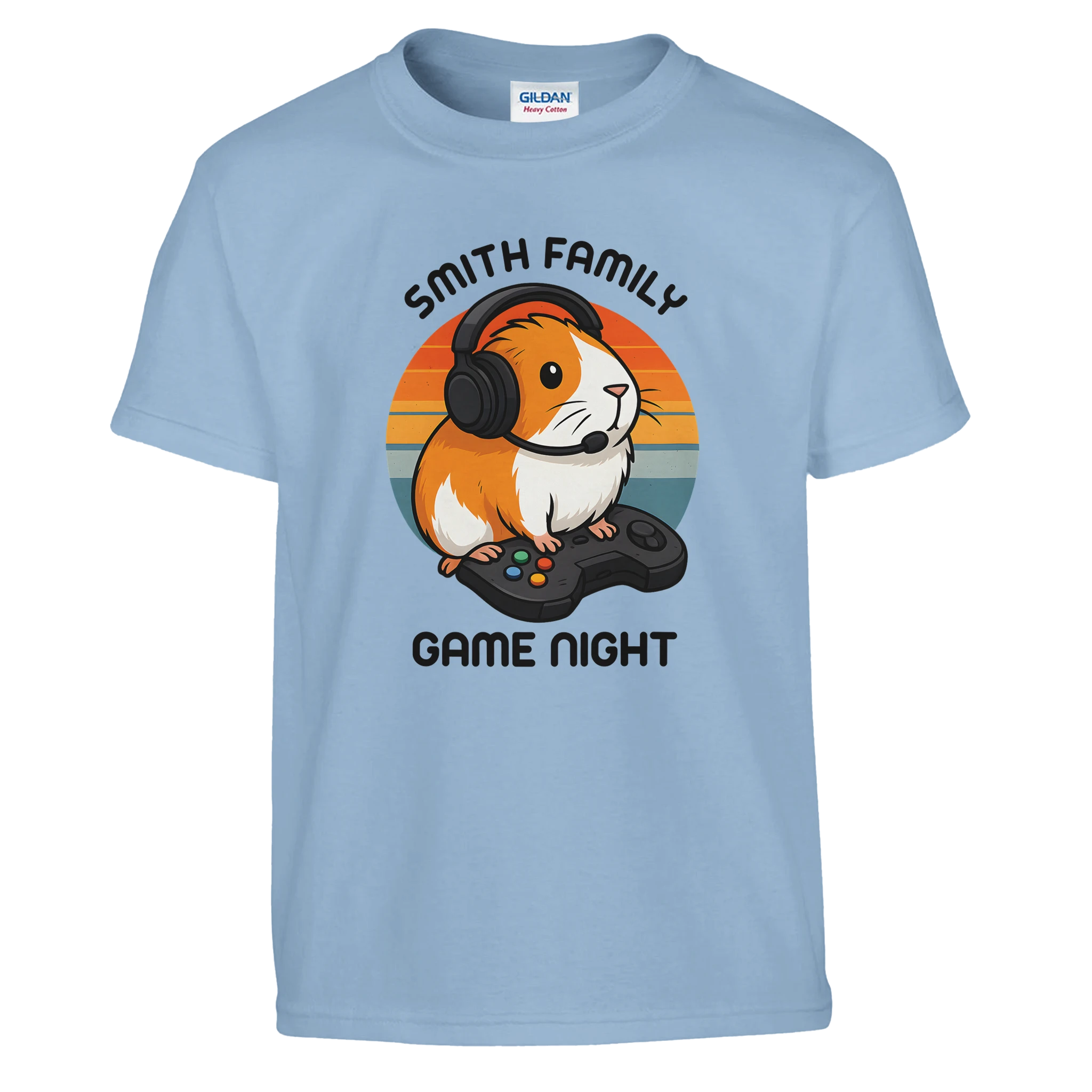 Family Game Night - Personalised Kids T-shirt Light Blue Personalised Kids T-shirt