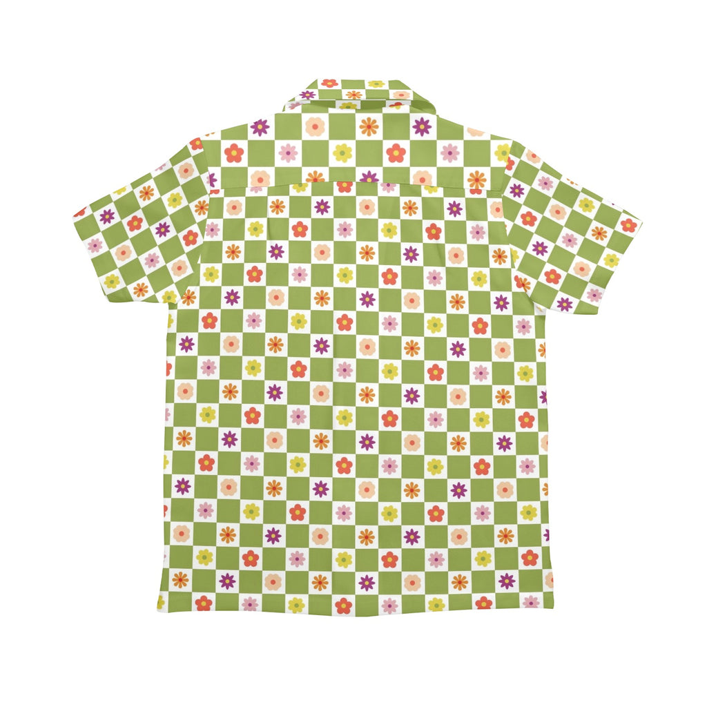 Flower Check Senior Kids Hawaiian Shirt