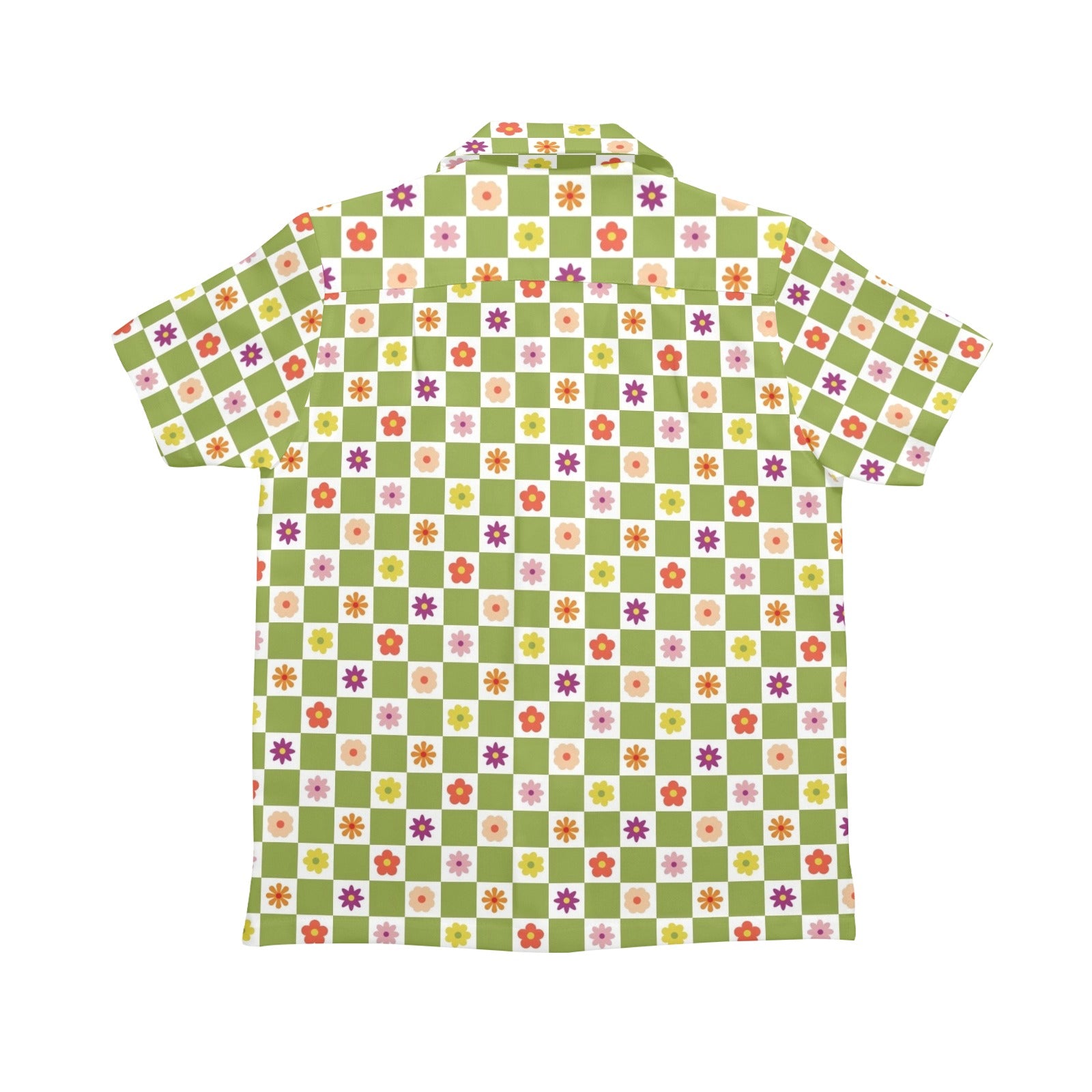 Flower Check Senior Kids Hawaiian Shirt