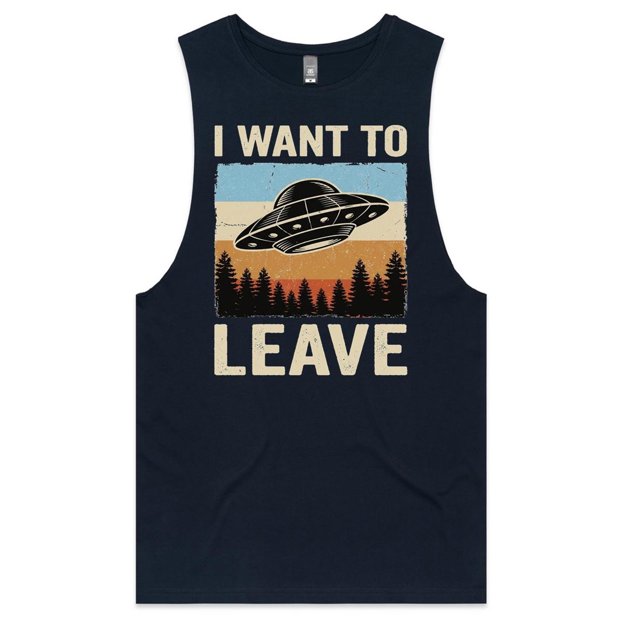 UFO I Want To Leave Men's AS Colour Drop Arm Tank Top Tee