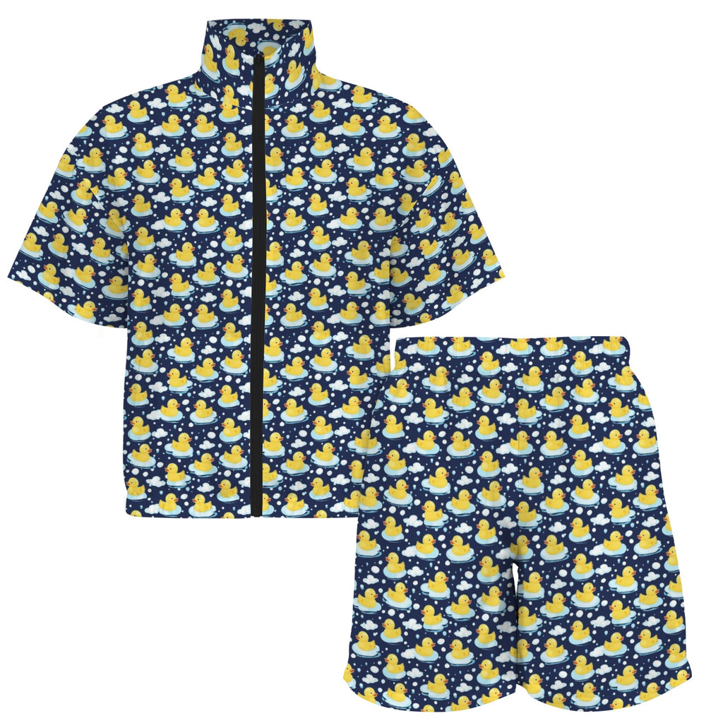 Rubber Ducks On Dark Women's Windbreaker Short Set