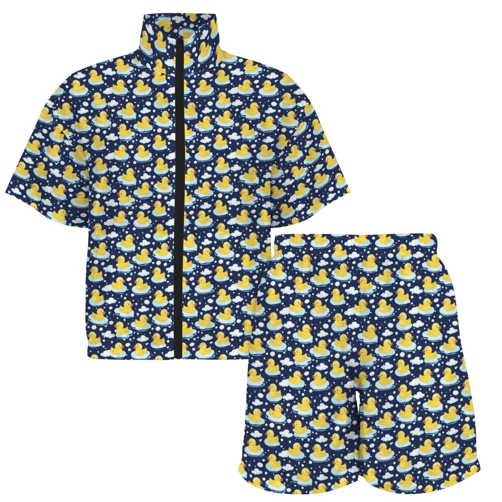 Rubber Ducks On Dark Women's Windbreaker Short Set