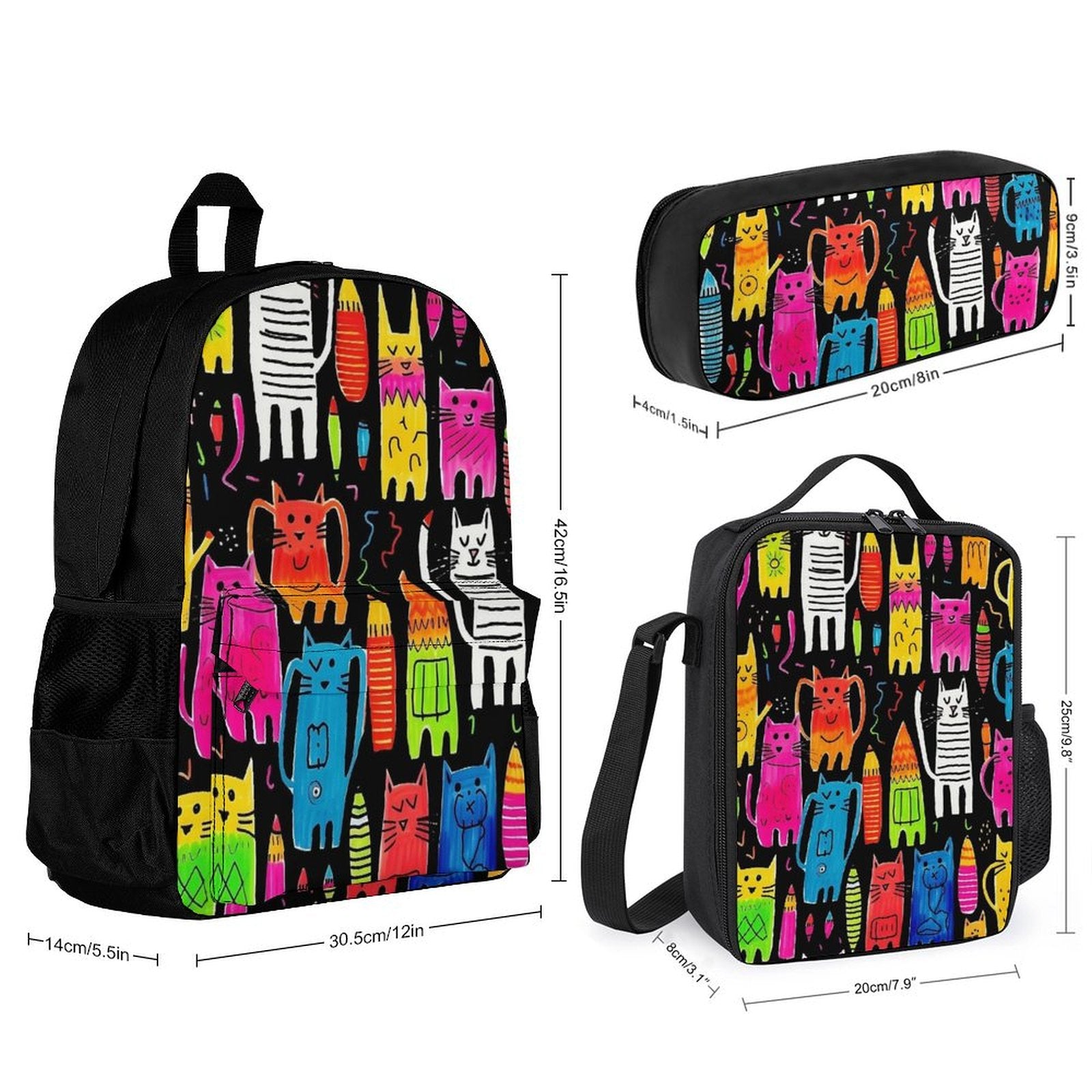 Crazy Cats - Three Piece Backpack Set