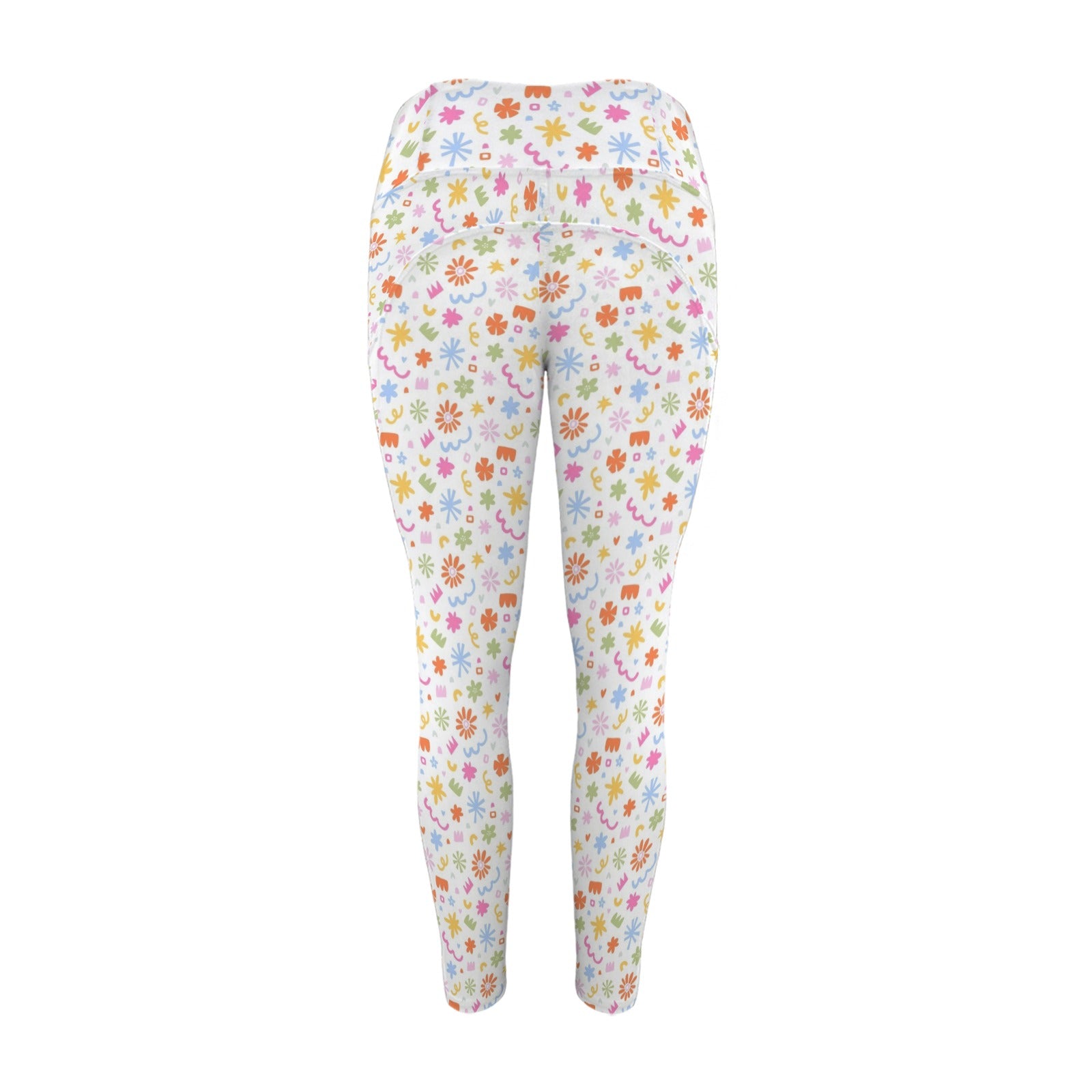 Abstract Colourful Shapes - Women's High Waist Pockets Yoga Leggings