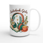 Audiobook Girlie - White 15oz Ceramic Mug 15oz Mug Globally Fulfilled Reading