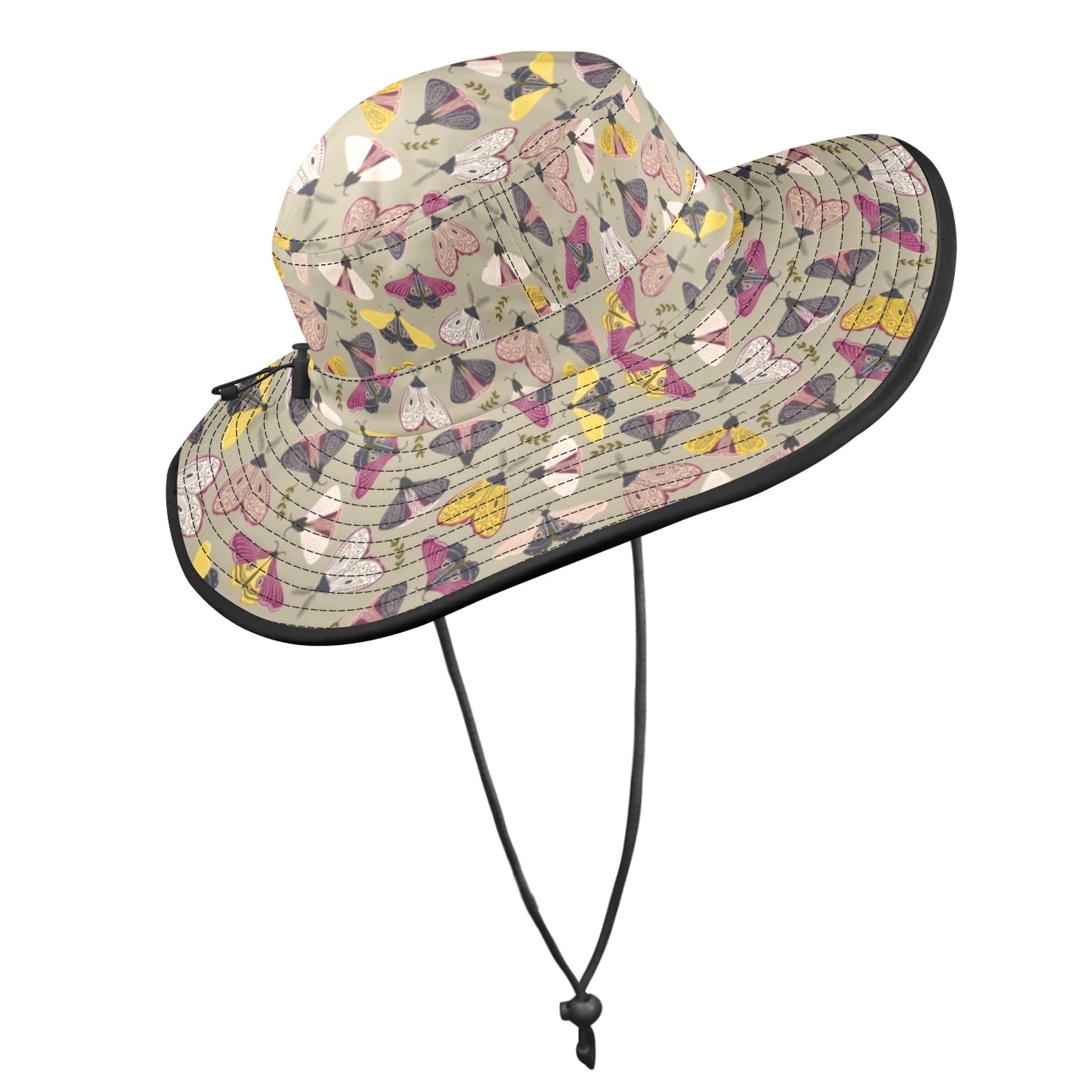 Pretty Moths Wide Brim Bucket Hat Wide Brim Bucket Hat animal Printed Offshore