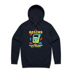 Fun Begins With The Press Of A Button, Games - Mens Hoodie Navy Mens Hoodie Games Printed In Australia